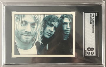 1995 PANINI SMASH HITS NIRVANA DAVE GROHL KURT COBAIN RC ROOKIE SGC 8 NM-MT