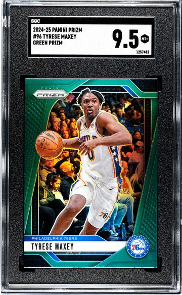 2024-25 Panini Prizm #96 Tyrese Maxey Green Prizm SGC 9.5