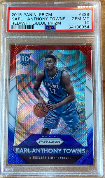 2015 Prizm Karl Anthony Towns Red White Blue RC PSA 10