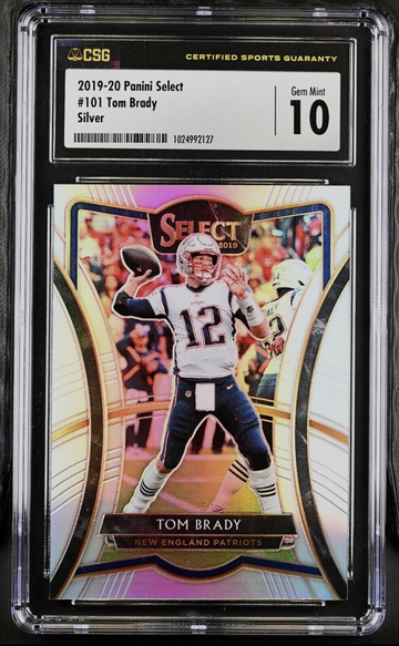 2019 Select #101 TOM BRADY Premier SILVER PRIZM HOLO REFRACTOR SP SG 10 GEM MINT