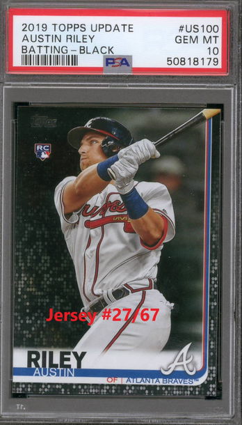 2019 Topps Update BLACK #27/67 Austin Riley PSA 10