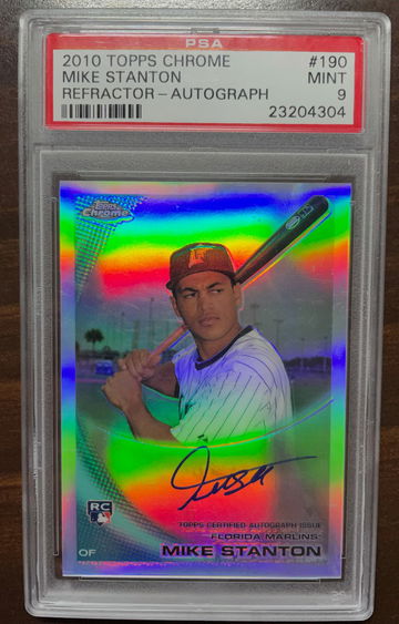 2010 TOPPS CHROME MIKE GIANCARLO STANTON REFRACTOR RC AUTO /499 PSA 9