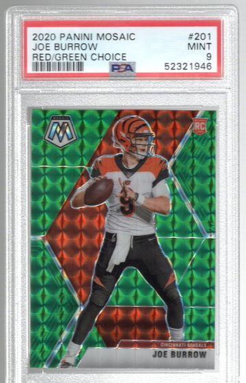 2020 Panini Mosaic Joe Burrow Green Prizms PSA 9 RC
