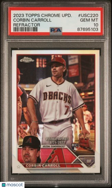 Corbin Carroll RC 2023 Topps Chrome Update Refractor PSA 10 Arizona Diamondbacks