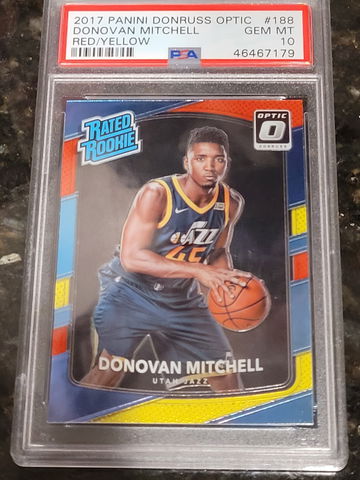 2017 Panini Donruss Optic Donovan Mitchell RED/YELLOW PSA 10