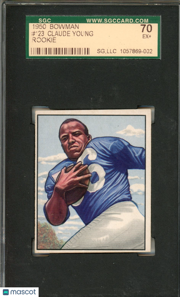 1950 Bowman Claude Young #123 Rookie SGC 5.5
