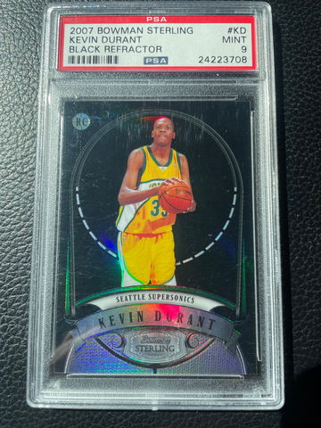 2007 bowman sterling black refractor psa 9 Kevin Durant rookie /199 
