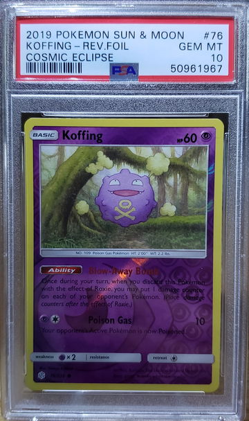 2019 Pokemon Cosmic Eclipse Koffing-Reverse Foil 76 PSA 10 Gem-Mint