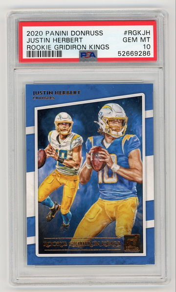 2020 Panini Donruss Justin Herbert Rookie Gridiron Kings PSA 10 Gem Mint