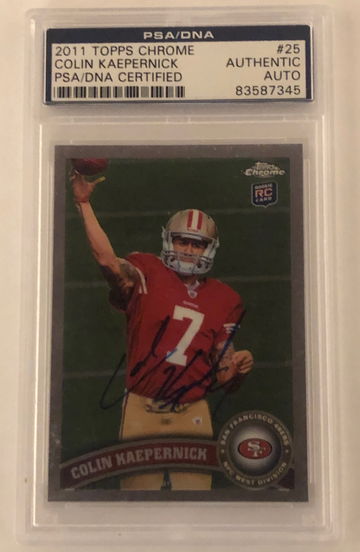 2011 Topps Chrome Colin Kaepernick Autograph Rookie Card  #25 PSA