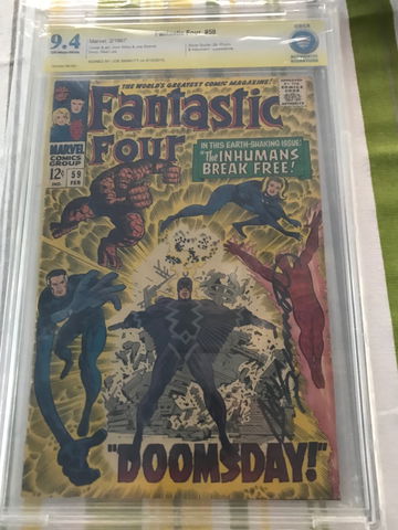Fantastic Four # 59 CBCS 9.4  DOOMSDAY Signed by Joe Sinnott (The Inhumans Break Free ) Signed by Joe Sinnott