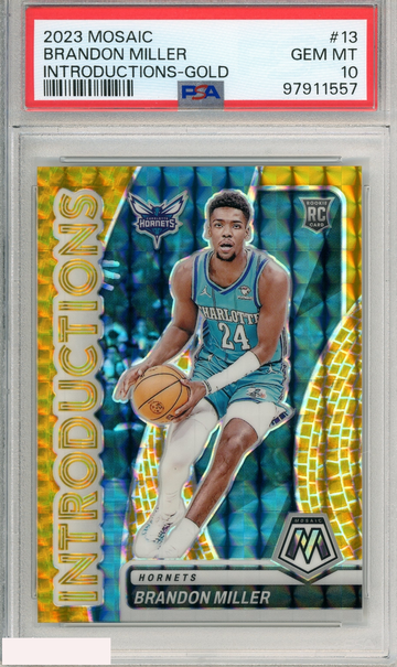 2023 PANINI MOSAIC INTRODUCTIONS BRANDON MILLER #13 GOLD PSA 10 GEM MT RC