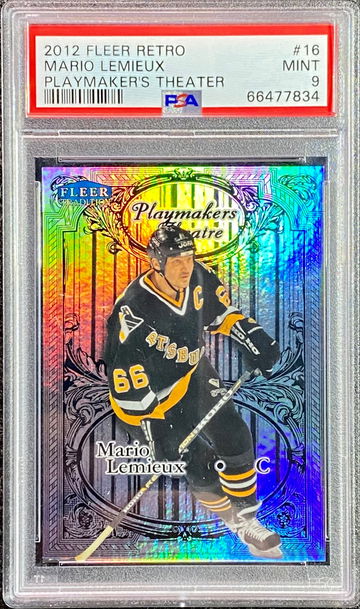 2012 Fleer Retro Mario Lemieux Playmakers Theatre PSA 9 /100
