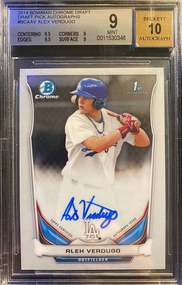 Alex Verdugo 2014 Bowman Chrome Draft Auto BGS 9/10