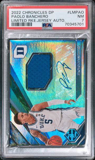 Paolo Banchero 2022-23 Panini Chronicles Draft Limited RPA Jersey Patch Auto RC SP /99 PSA 7 NM Duke