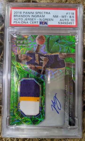 2016 Panini Spectra Brandon Ingram Rookie Auto Jersey PSA 8.5