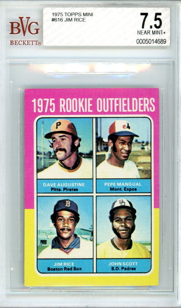1975 TOPPS MINI ROOKIE OUTFIELDERS JIM RICE BVG 7.5