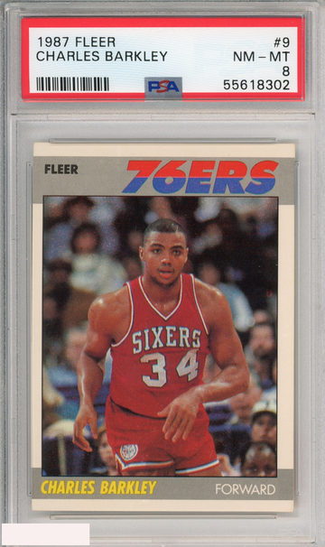 1987 FLEER CHARLES BARKLEY #9 PHILADELPHIA 76ERS HOF PSA 8 NM-MT