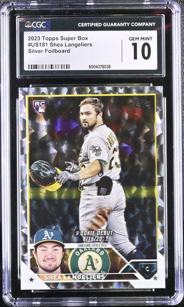 2023 TOPPS SHEA LANGELIERS SILVER FOILBOARD #US181 Rookie CGC 10