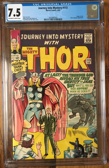 Journey Into Mystery #113 (1965) CGC 7.5 -- O/w to white pages; Origin of Loki
