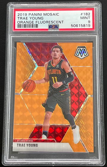Trae Young 2019 Mosaic Orange Fluorescent Prizm #/25 PSA 9