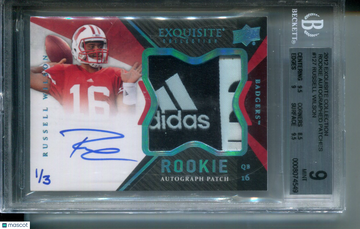 2012 Exquisite Collection Rookie Autographed Patches Russell Wilson #127 BGS 9 Auto 10