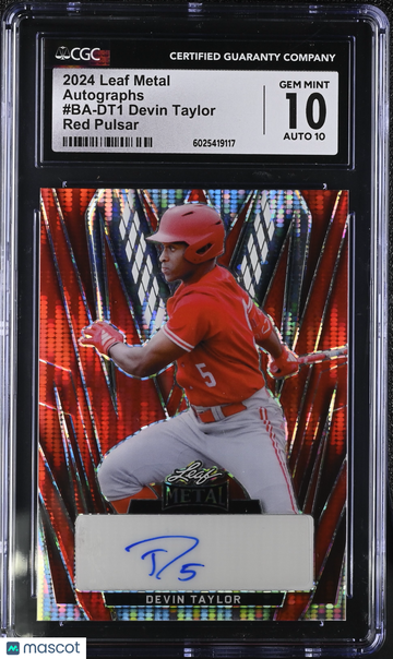 2024 Leaf Metal Devin Taylor #BA-DT1 Red Pulsar Autographs CGC 10
