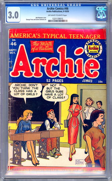 ARCHIE COMICS #46 CGC 3.0 RARE GOLDEN AGE CLASSIC RISQUE *HEADLIGHTS* COVER 1950