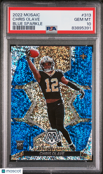 2022 Panini Mosaic Chris Olave #313 PSA 10 BLUE SPARKLE SP ROOKIE RC