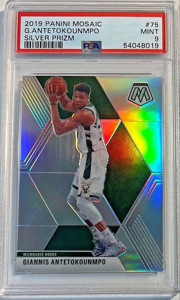 2019-20 Panini Mosaic Basketball #75 Giannis Antetokounmpo Silver Prizm PSA 9