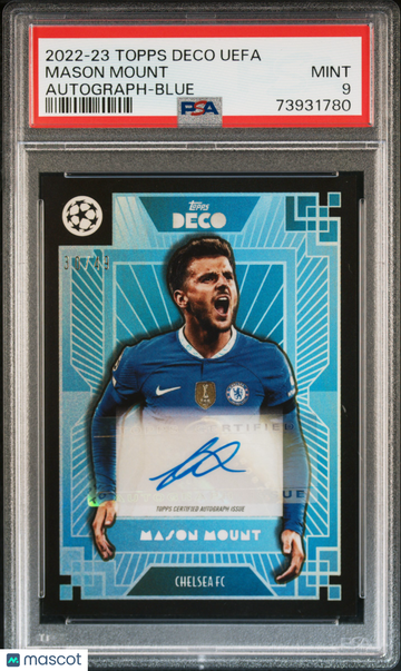 2022-23 Topps Deco UEFA Mason Mount Autograph Blue /49 PSA 9