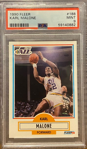 1990 Fleer Karl Malone #188 PSA 9 MINT