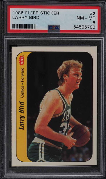 1986 FLEER STICKER LARRY BIRD #2 PSA 8 NM-MT