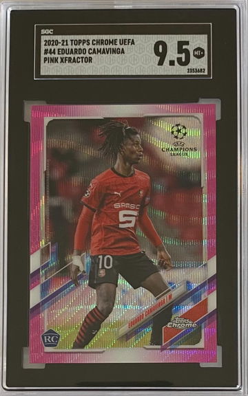 2020-21 Topps Chrome UEFA UCL EDUARDO CAMAVINGA Pink Xfractor #44 9.5 MT+