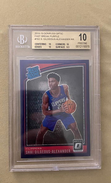 Shai Gilgeous Alexander /95 Fast Break Purple 2018 Optic Rated Rookie BGS PRISTINE 10  