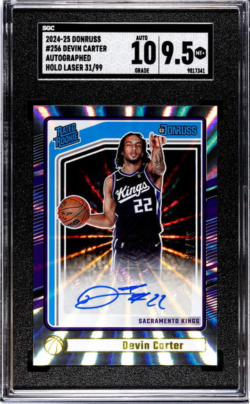 2024-25 Donruss #256 Devin Carter Auto. Holo Laser /99 SGC 9.5