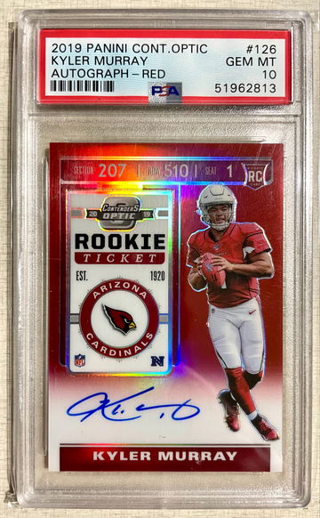 2019 CONTENDERS OPTIC Kyler Murray RED  ROOKIE TICKET AUTO #27/199  PSA 10 GEM MT 