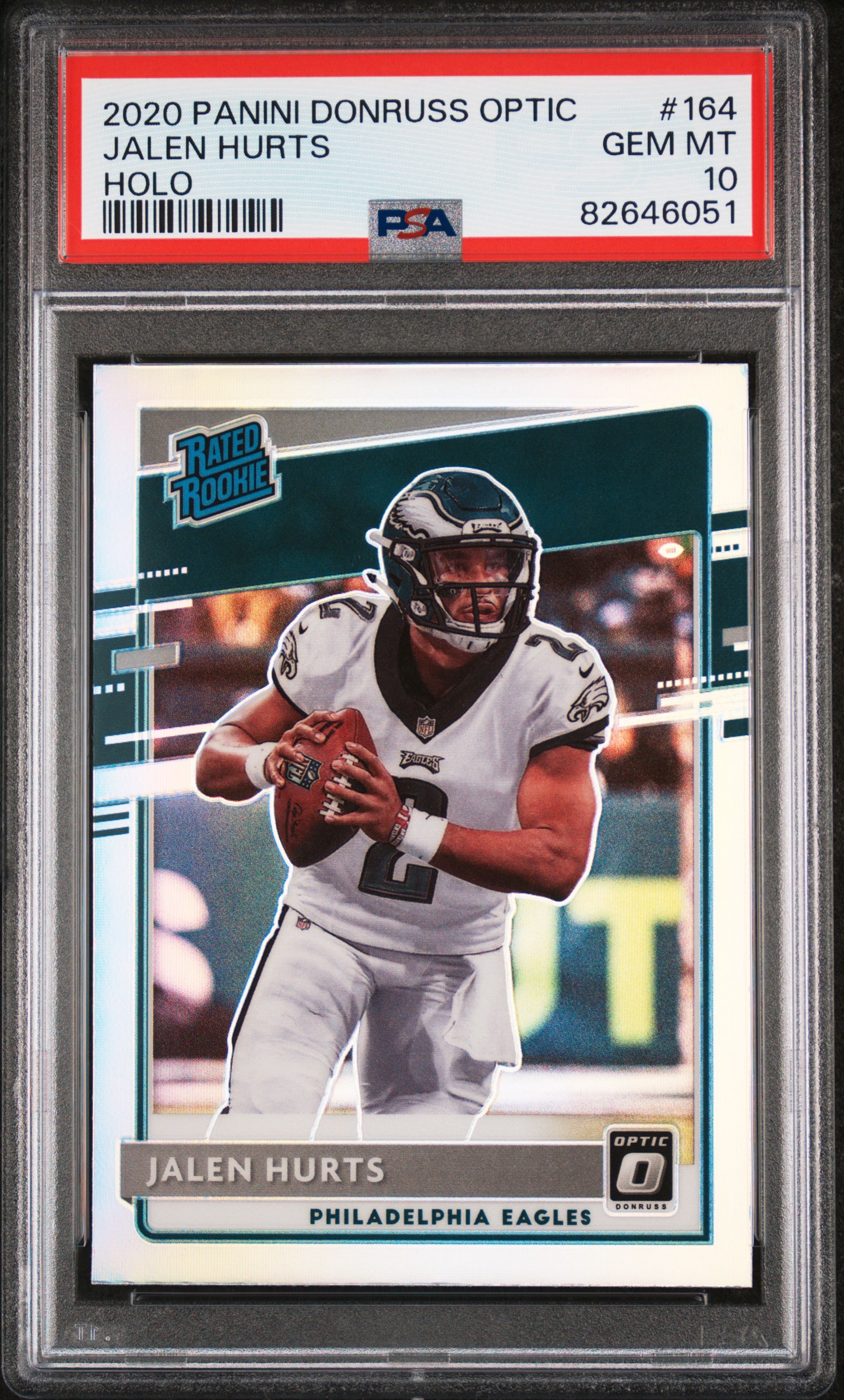 PSA 10 2020 Panini Donruss Optic Jalen Hurts Holo Silver Prizm Rookie RC #164