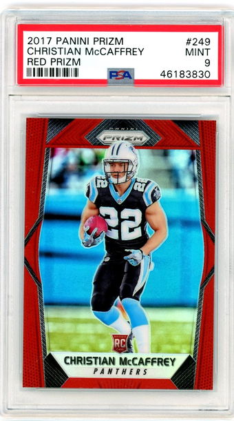Christian McCaffrey 2017 Panini Prizm Retail Red SSP RC PSA 9 Mint