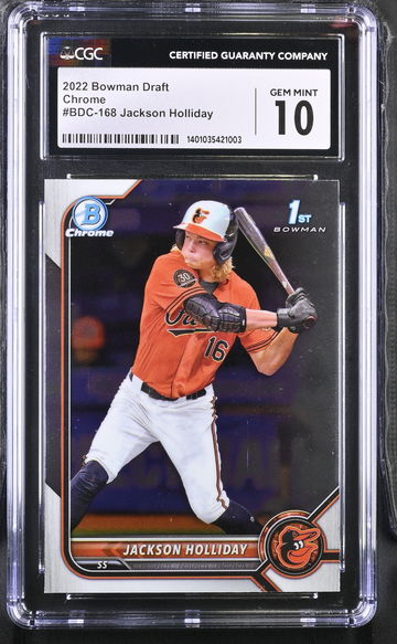 2022 BOWMAN JACKSON HOLLIDAY DRAFT CHROME #BDC-168 CGC 10 BS.C3.43