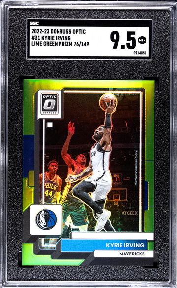 2022-23 Panini Donruss Optic Lime Green Prizm Kyrie Irving #31 /149 SGC 9.5