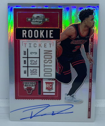 2020-21 Devon Dotson Contenders Optic Silver Auto Variation. Chicago Bulls