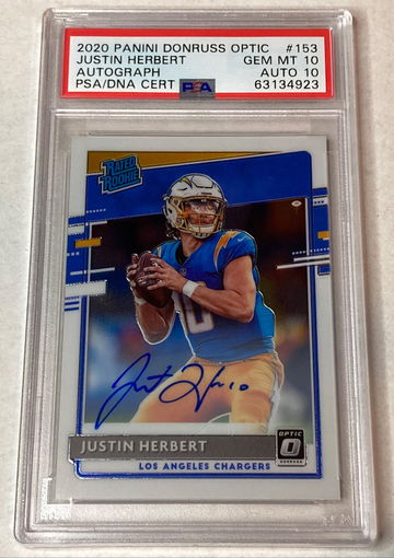 2020 Panini Donruss Optic Justin Herbert Auto /150 PSA 10/Auto 10