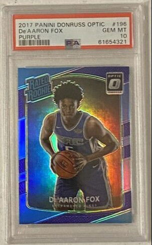2017 Panini Donruss Optic De'Aaron Fox Purple Holo Refractor RC PSA 10 Gem Mint