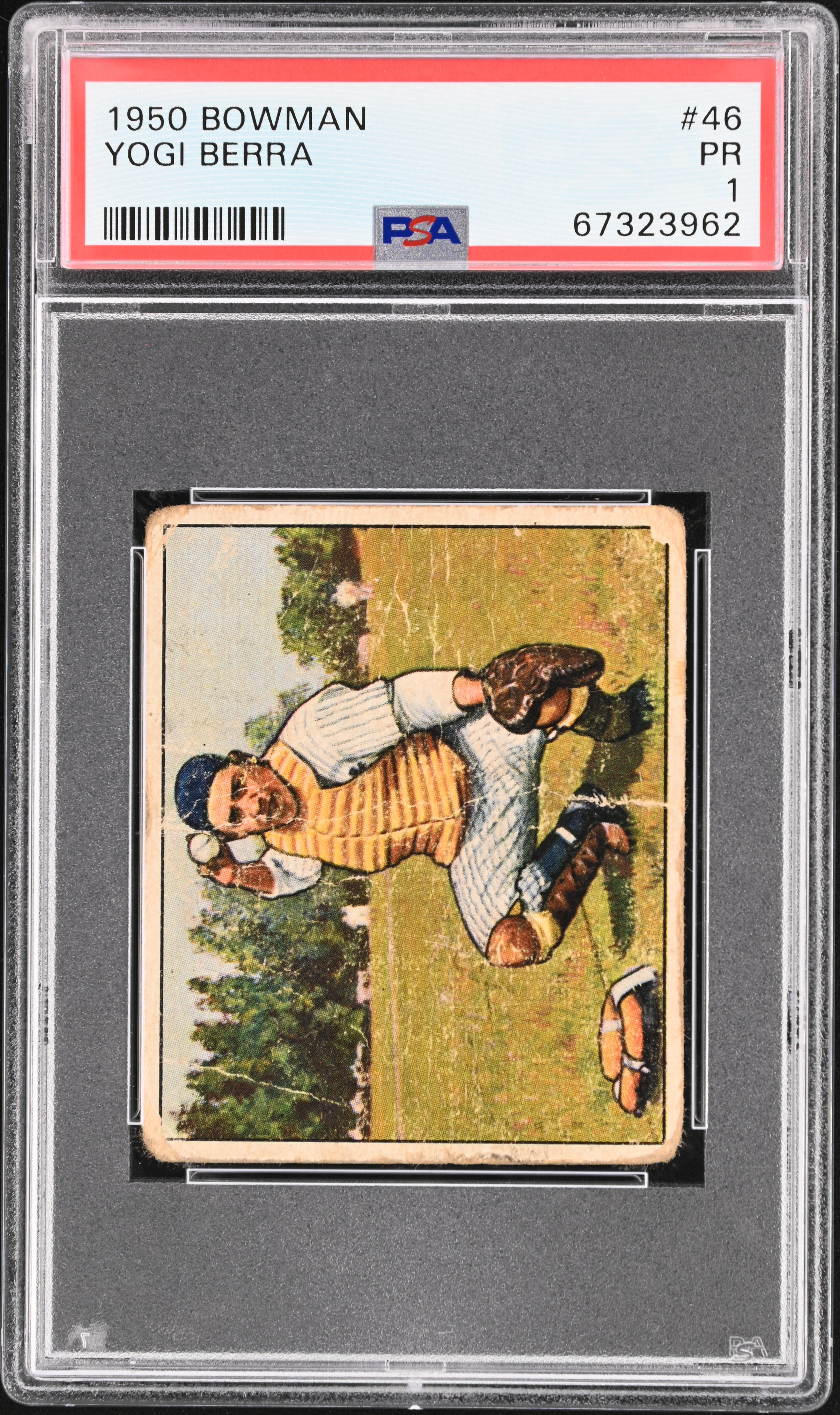 1950 Bowman Baseball #46 Yogi Berra PSA 1 NICE CENTERING!