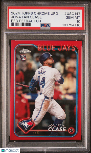 2024 Topps Chrome Update Jonatan Clase #USC147 Red Refractor PSA 10