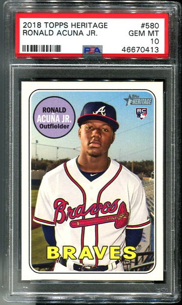 Ronald Acuna 2018 Topps Heritage #580 Rookie RC PSA 10 - Atlanta Braves