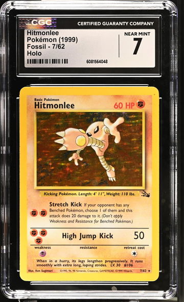 1999 Pokémon Fossil Hitmonlee #7/62 Holo CGC 7