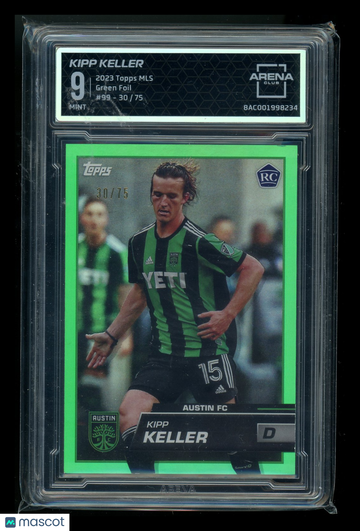 2023 Topps MLS Green Foil Kipp Keller #30 /75 RC Arena Club 9
