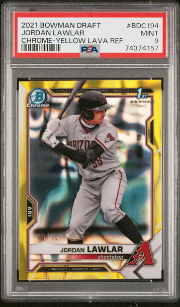 2021 Bowman Draft Jordan Lawlar YELLOW LAVA PSA 9